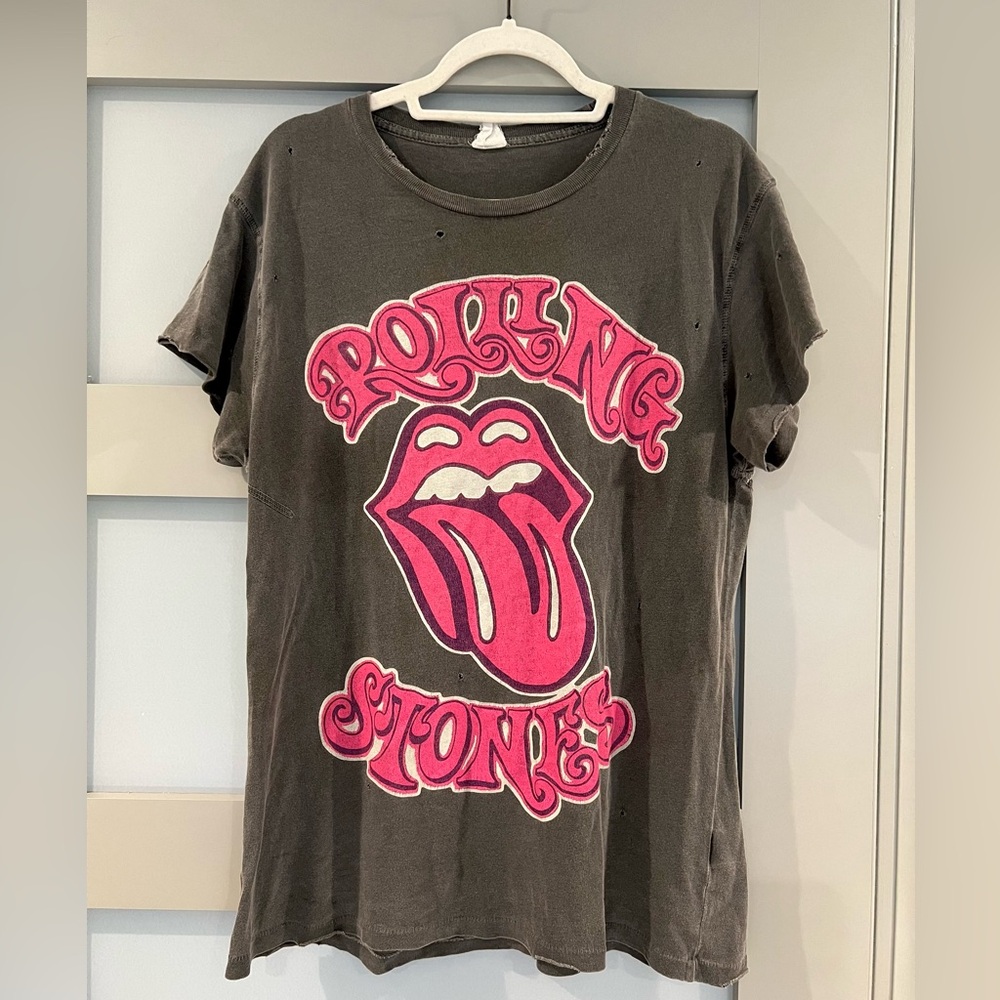 Madeworn Rolling Stones Tee size S pink and grey